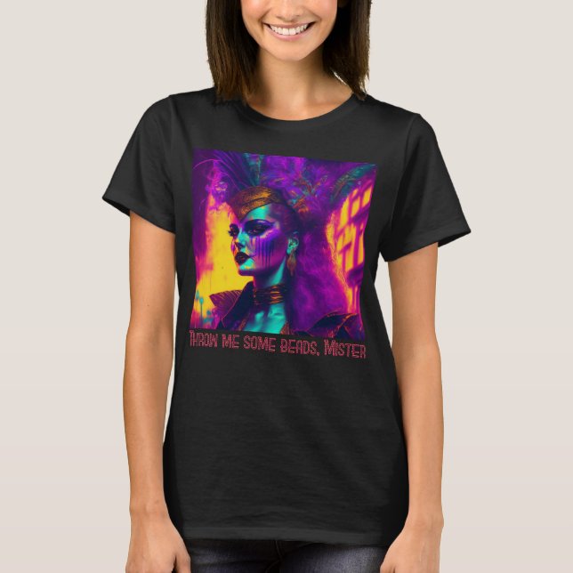 Cyberpunk-synthwave Mardi Gras Woman T Shirt (Framsida)