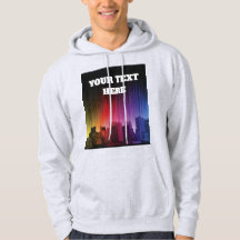 Cyberpunk Synthwave Neon Stadssilhuett Hoodie