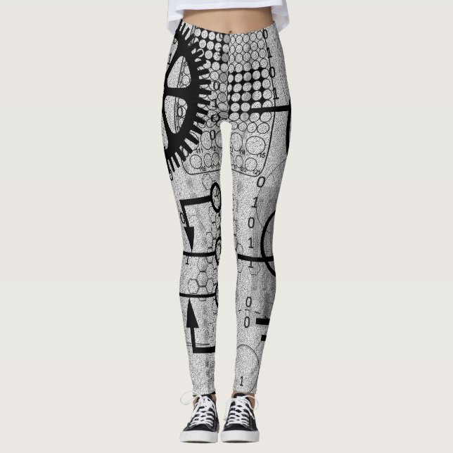 Cyberpunk Tech Geek Gear Electronic Ingenjör Math Leggings (Framsida)