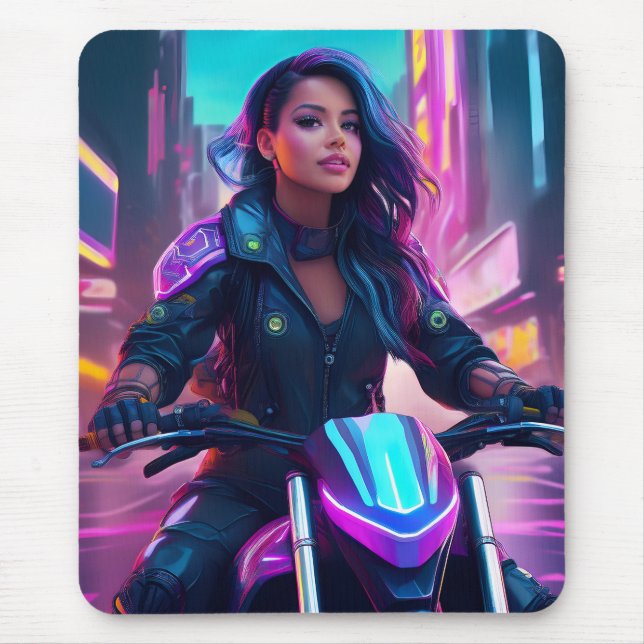 Cyberpunk ThLED Girl Mousepad Musmatta (Framsidan)