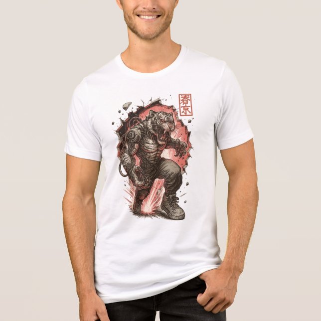 Cyberpunk Tiger (Assassin) T Shirt (Framsida)
