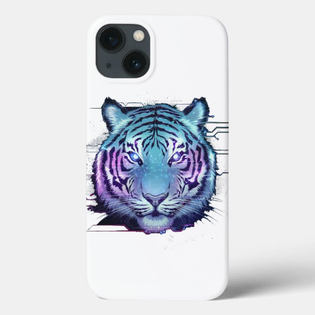 Cyberpunk Tiger iphone case - Neon Circuit Animal (Baksida)