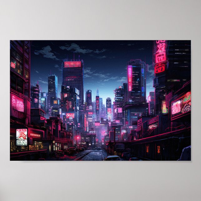 Cyberpunk Tokyo Night Street Poster (Framsidan)