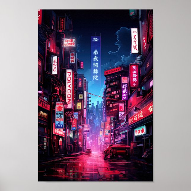 Cyberpunk Tokyo Night Street Poster (Framsidan)