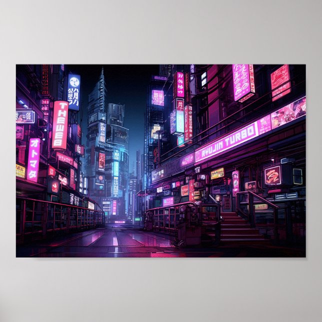 Cyberpunk Tokyo Night Street Poster (Framsidan)