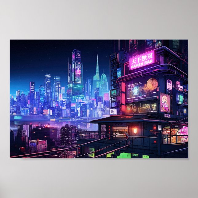 Cyberpunk Tokyo Ramen House Poster (Framsidan)