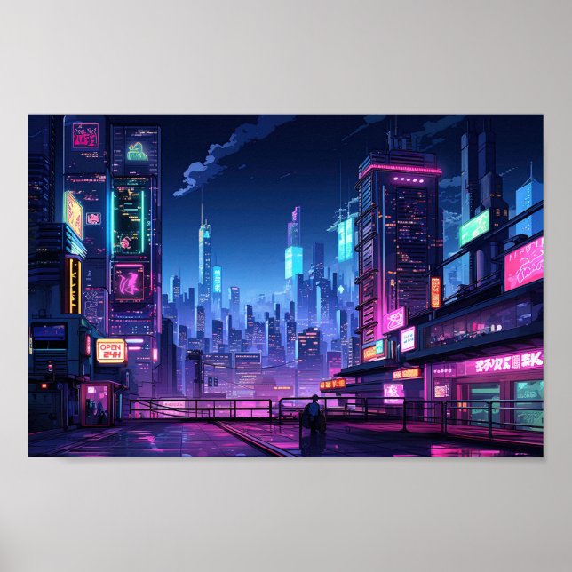 Cyberpunk Tokyo Rooftop Poster (Framsidan)