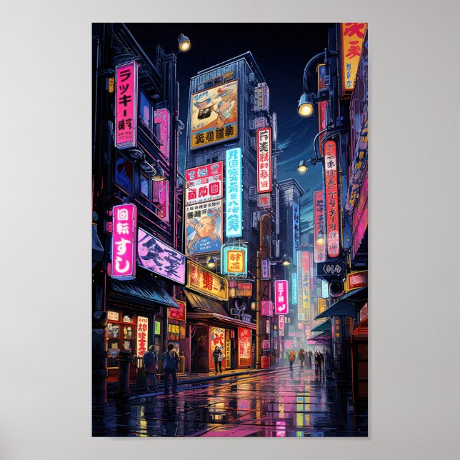 Cyberpunk Tokyo Street Neon Poster (Framsidan)
