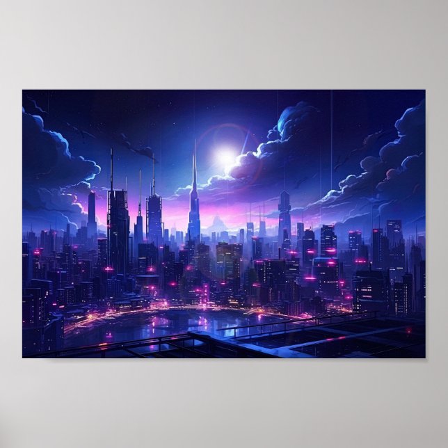 Cyberpunk Tokyo Waterfront Poster (Framsidan)