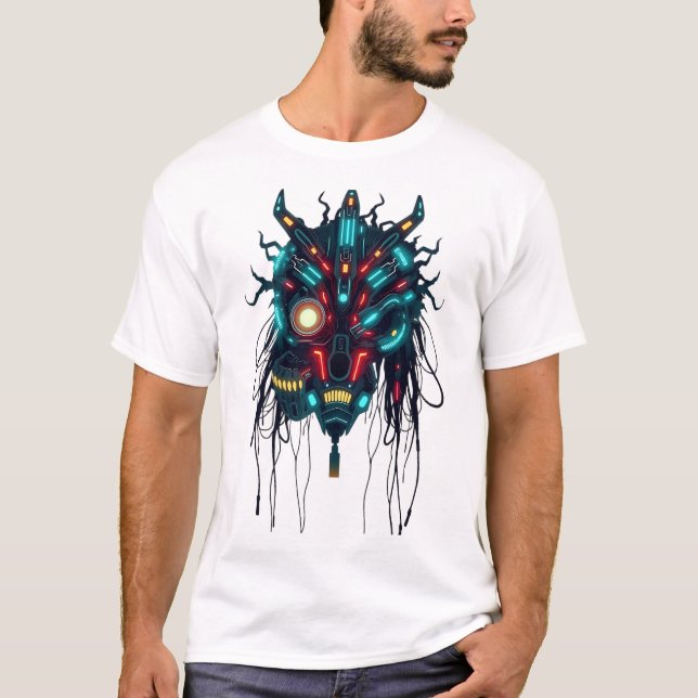 Cyberpunk Tribal Ansikte Art T-Shirt (Framsida)