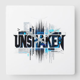 Cyberpunk-väggklocka med texten UNSHAKEN Fyrkantig Klocka