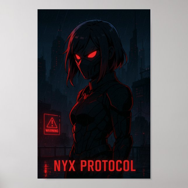 Cyberpunk Warrior Anime Girl Poster (Framsidan)