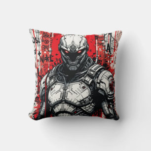 Cyberpunk Warrior Graffiti Dekorativ kudde