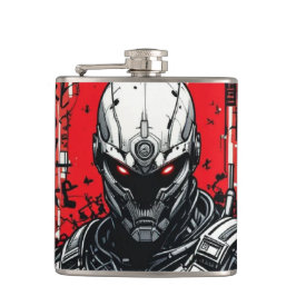Cyberpunk Warrior Graffiti Flask - Red, Black Fickplunta