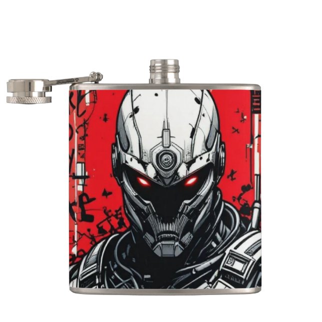 Cyberpunk Warrior Graffiti Flask - Red, Black Fickplunta (Öppnad)