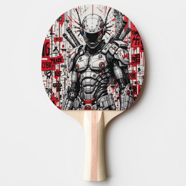 Cyberpunk Warrior Graffiti Ping Pong Paddle - Pingisracket (Framsidan)