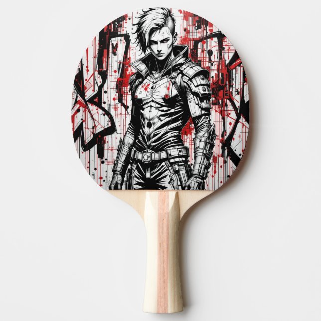 Cyberpunk Warrior Graffiti Ping Pong Paddle - Pingisracket (Framsidan)