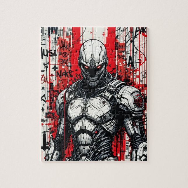 Cyberpunk Warrior Graffiti - Puzzle Pussel (Vertikal)