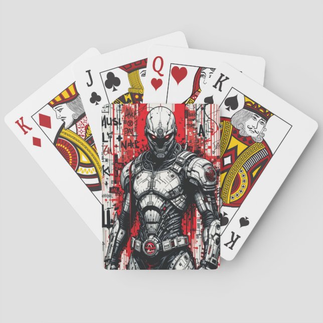 Cyberpunk Warrior Graffiti-spelkort Casinokort (Baksidan)