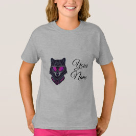 Cyberpunk Wolf Neon Art Personalizable Name Mug - T Shirt