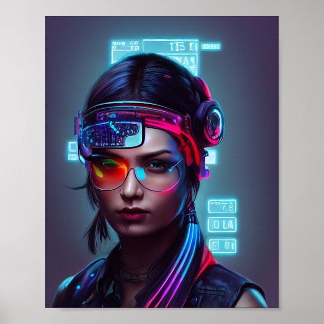 Cyberpunk Woman Poster (Framsidan)