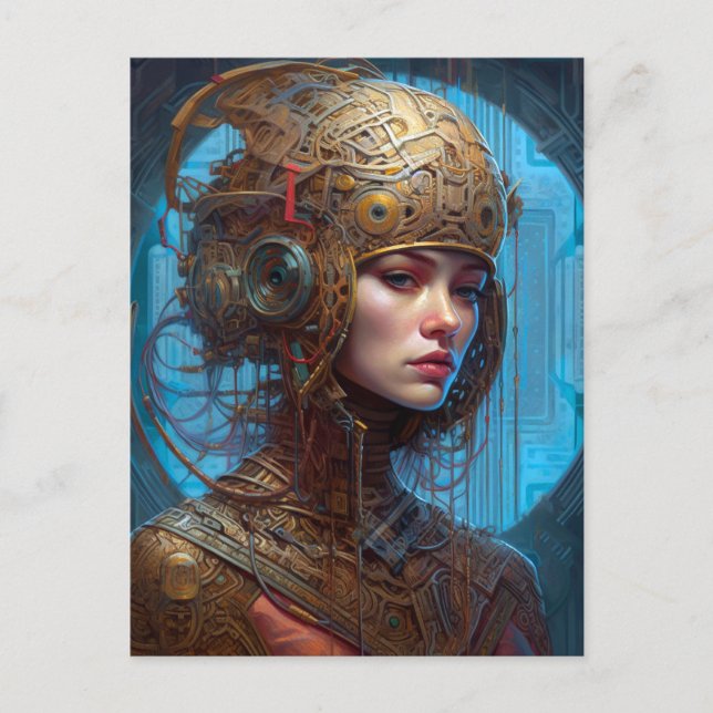 Cyberpunk Woman Science fiction Vykort (Framsida)