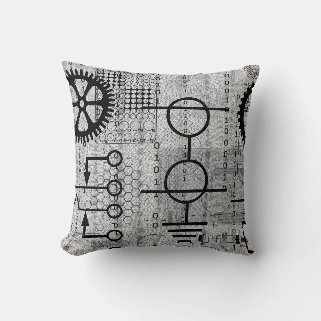 CyberpunkTech utrustar den elektroniska Themed Kudde (Framsida)