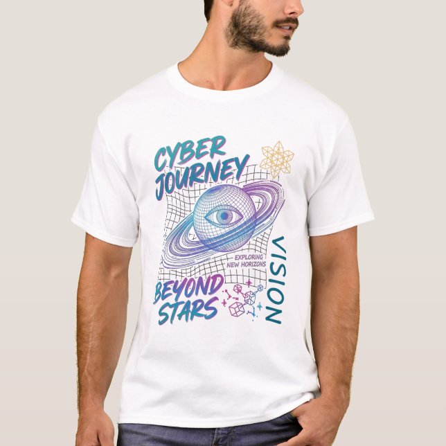 Cyberresa - Retro 90-tal Futuristisk Rymd Estetik T Shirt (Framsida)