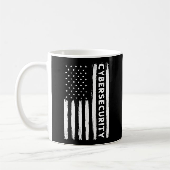 Cybersecurity American Flagga Cyber Security Speci Kaffemugg (Vänster)