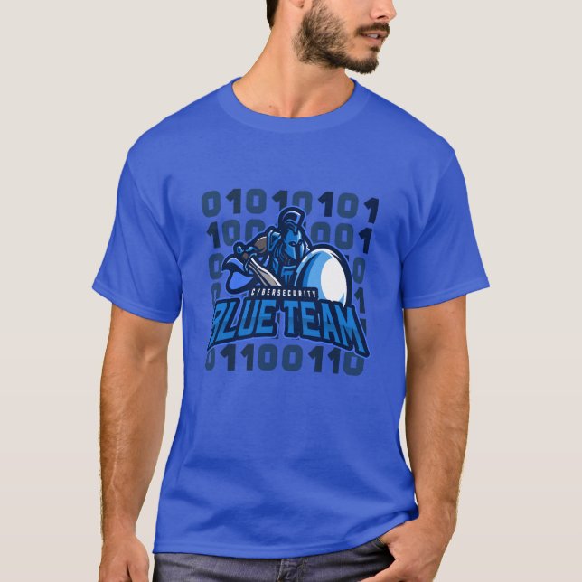 Cybersecurity Blue Team Spartan Matrix T Shirt (Framsida)