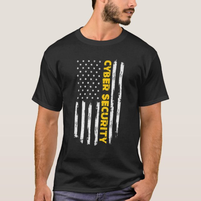 Cybersecurity IT Programmers Lodrät oss Flagga T Shirt (Framsida)