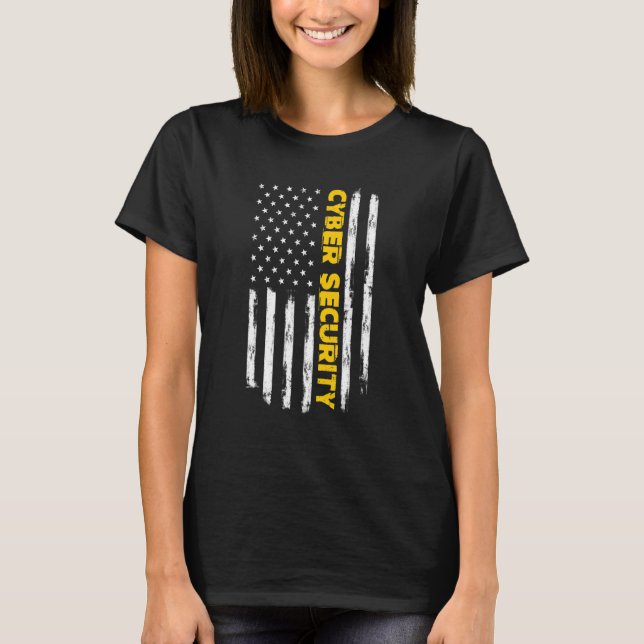Cybersecurity IT Programmers Lodrät oss Flagga T Shirt (Framsida)