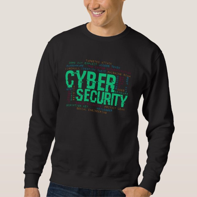 Cybersecurity Ord Cloud Hacker Computer Coders Pr Lång Ärmad Tröja (Framsida)