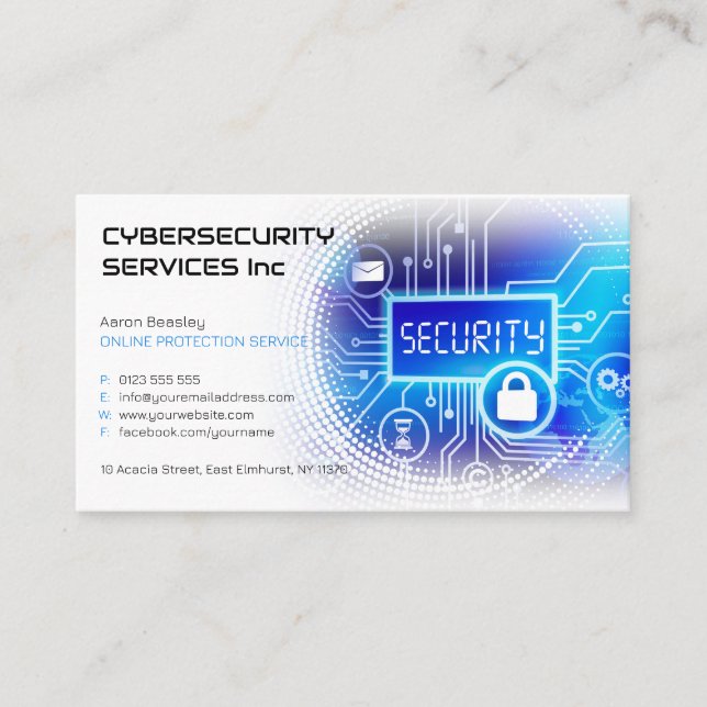 Cybersecurity Services | TJÄNST FÖR SKYDD AV ONLIN Visitkort (Framsida)