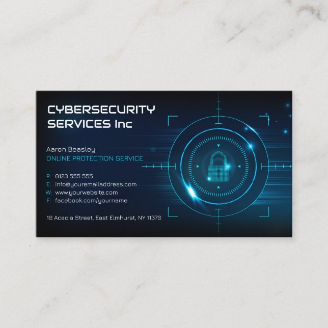 Cybersecurity Services | TJÄNST FÖR SKYDD AV ONLIN Visitkort (Framsida)