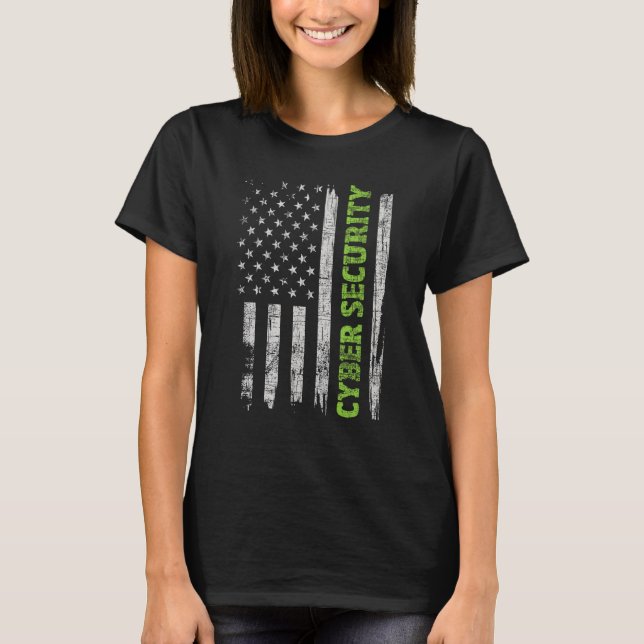 Cybersecurity - USA flagga Computer Ingenjör-progr T Shirt (Framsida)