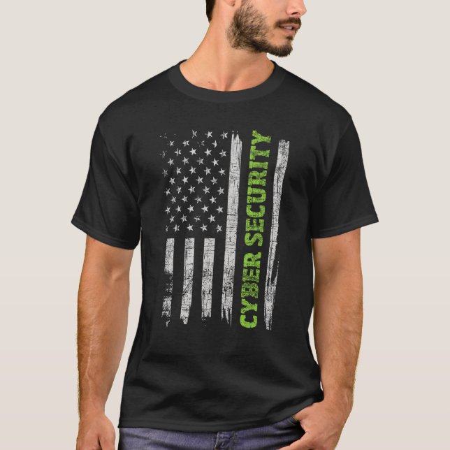 Cybersecurity - USA flagga Computer Ingenjör-progr T Shirt (Framsida)