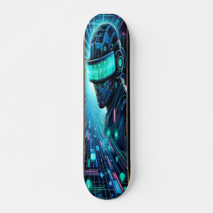 "Cyberspace Conqueror: Hacker's Realm Mini Skateboard Bräda 18,5 Cm