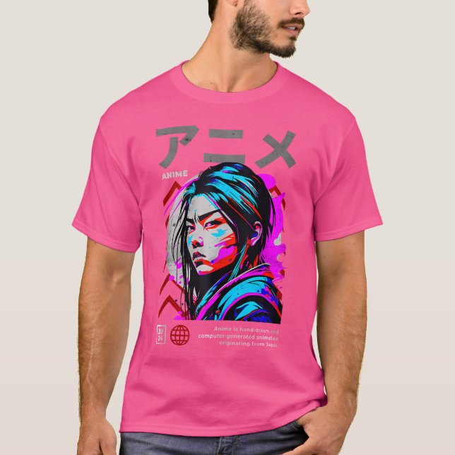 Cyberspace Punk Samurai Anime Streetwear Art T Shirt (Framsida)