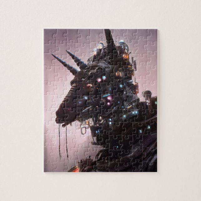 Cyborg Black Unicorn Jigszle Puzzle Pussel (Vertikal)