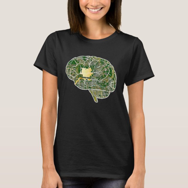 Cyborg Cybernetic Brain T Shirt (Framsida)