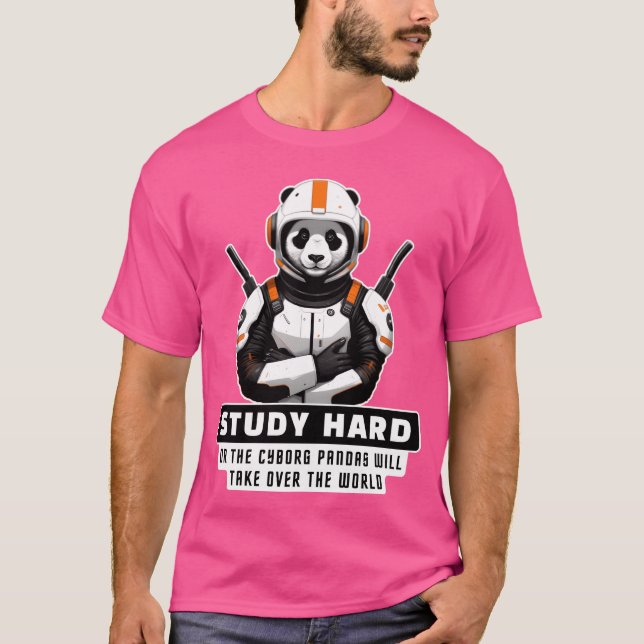 Cyborg Djur panda citat retro T Shirt (Framsida)