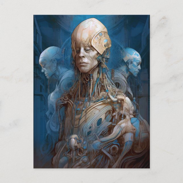 Cyborg Futuristiska Science fiction Vykort (Framsida)