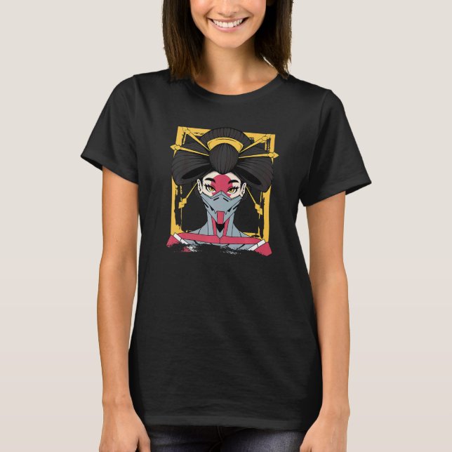 Cyborg Geisha Japansk cyber Aesthetic T Shirt (Framsida)