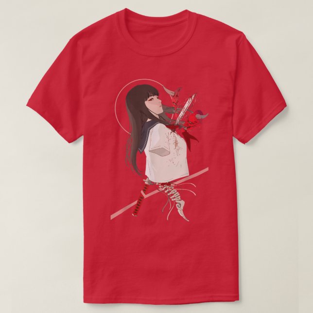 Cyborg Girl Aesthetic Samurai Japanska Otaku Weebs T Shirt (Design framsida)