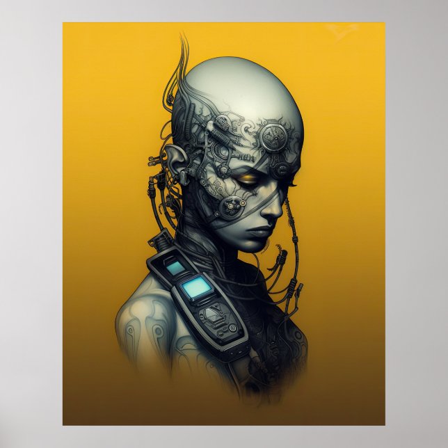 Cyborg Girl Coola Tonåring Poster (Framsidan)