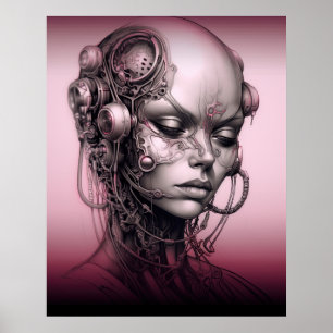 Cyborg Girl Coola Tonåring Poster