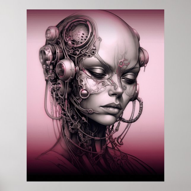 Cyborg Girl Coola Tonåring Poster (Framsidan)