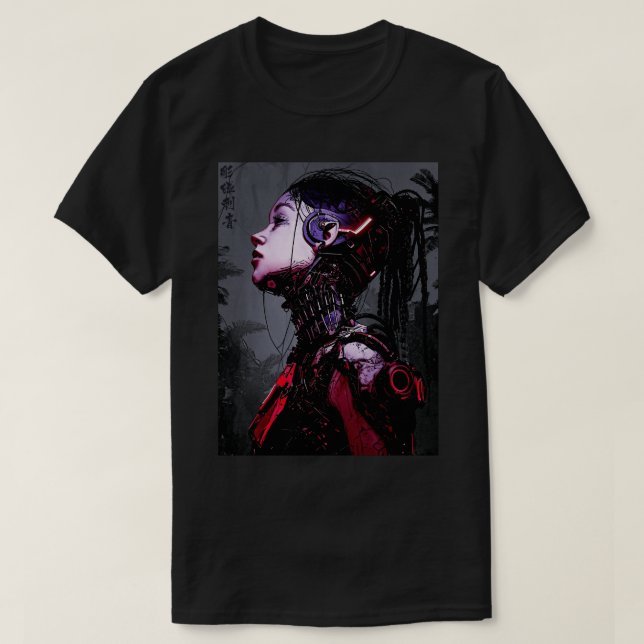 Cyborg Girl Urban Cyberpunk Style T Shirt (Design framsida)