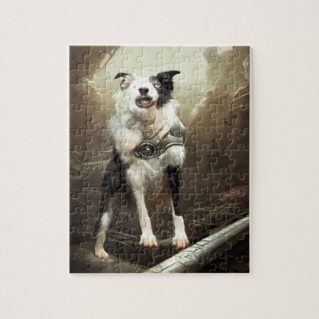 Cyborg Gräns Collie Jigszle Puzzle Pussel (Vertikal)